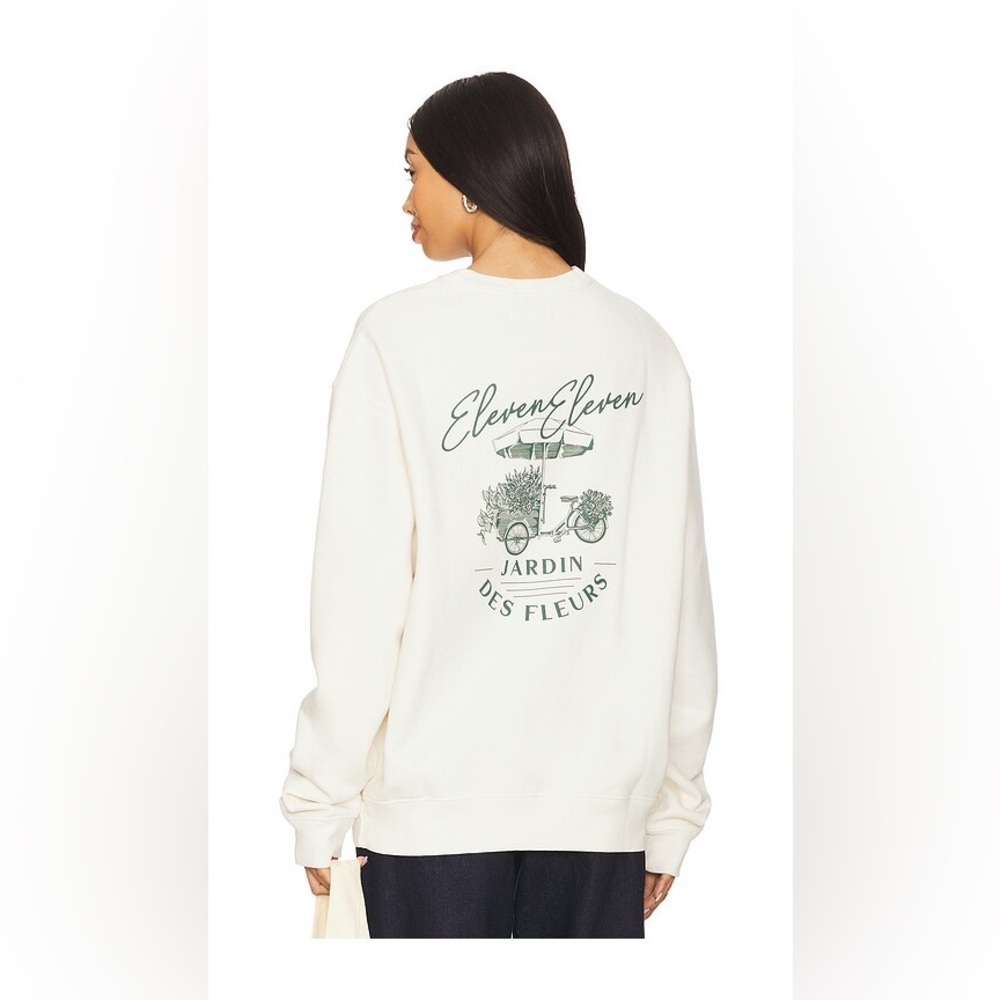 The Eleven Eleven Flower Cart Crewneck, Size Med, Color Ivory.